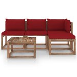 vidaXL Salon palette de jardin 5 Pièces et coussins Bois de pin imprégné