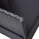 vidaXL Lit de jardin avec coussin et oreiller Résine tressée Noir