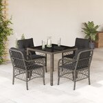 vidaXL Ensemble à manger de jardin 5 Pièces coussins gris résine tressée