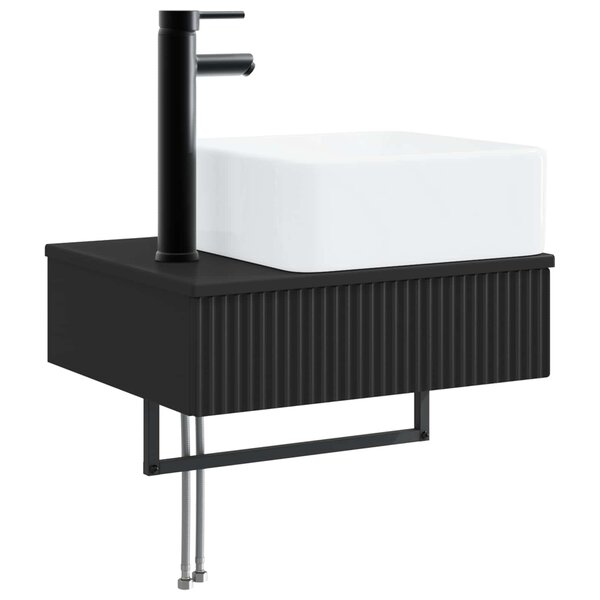 vidaXL Basin de lavage mural Noir 53 x 35 x 39 cm Bois d'ingénierie