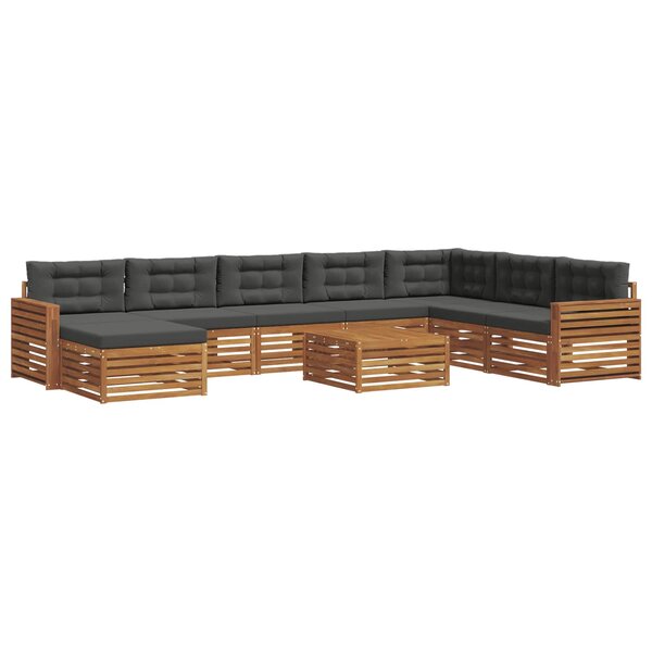 vidaXL Ensemble de canapés d'extérieur 9 pc Naturel et Anthracite