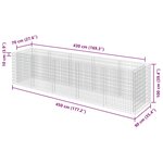 vidaXL Lit surélevé à gabion Acier galvanisé 450x90x100 cm