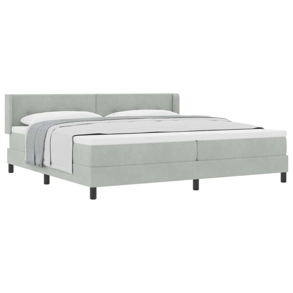 vidaXL Lit à ressorts avec matelas Gris clair 200 x 200 cm Polyester
