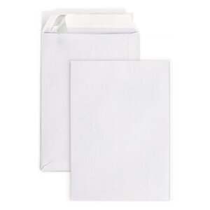 Lot de 250: pochette papier vélin blanc auto-adhésive sans fenêtre 229x324 mm