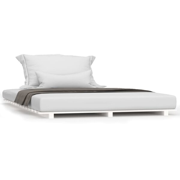 vidaXL Cadre de lit Blanc 120x190 cm Bois de pin massif
