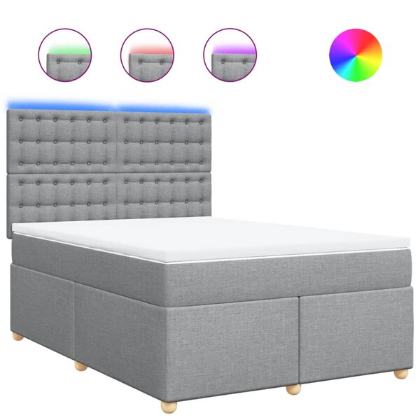 vidaXL Sommier à lattes de lit avec matelas Gris clair 140x200cm Tissu