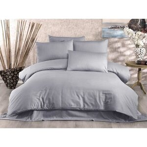 Parure de lit - housse de couette 220 x 240 + 2 taies d'oreiller 60 x 60  70  polyester - Gris