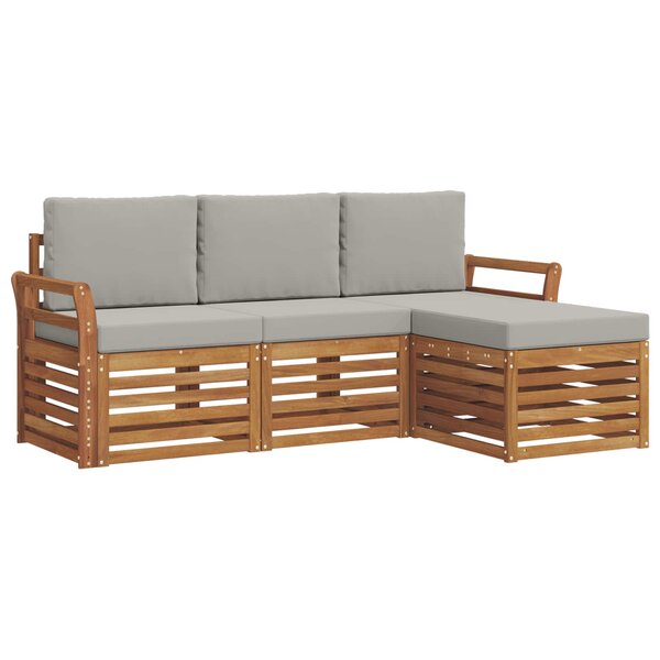 vidaXL Ensemble de canapés d'extérieur 4 pc Gris Naturel et Clair