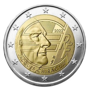 Pièce 2€ commémorative  2022 : FRANCE (Jacques Chirac)