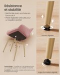 Chaise de salle à manger fauteuil siège rembourrée avec accoudoirs largeur d’assise 49 cm pieds en métal revêtement en velours charge 110 kg pour salon chambre rose 12_0004909