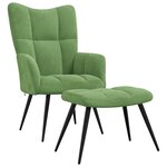 vidaXL Chaise de relaxation avec tabouret Vert clair Velours