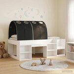 vidaXL Cadre de lit avec tunnel 3 Pièces Blanc et noir Bois d'ingénierie