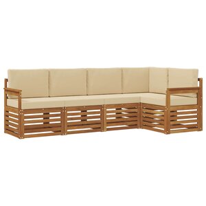 vidaXL Ensemble de canapés d'extérieur 5 pc Naturel et Beige Polyester