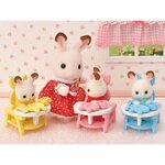 Sylvanian families les triplés lapin chocolat et accessoires puériculture pour enfant