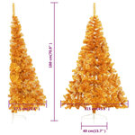 vidaXL Demi sapin de Noël artificiel avec support doré 180 cm PET