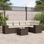 vidaXL Salon de jardin avec coussins 6 Pièces marron résine tressée