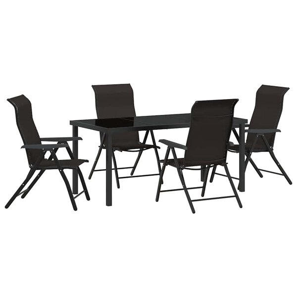 vidaXL Ensemble de salle à manger pour jardin 5 Pièces Noir café