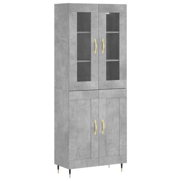 vidaXL Buffet haut Gris béton 69 5x34x180 cm Bois d'ingénierie