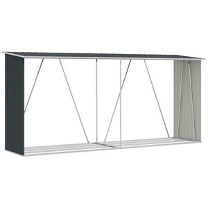 vidaXL Abri de stockage à bois Acier galvanisé 330x84x152cm Anthracite