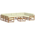 vidaXL Ensemble de canapés d'extérieur 10 Pièces Naturel et Crème