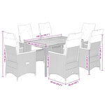 vidaXL Ensemble à manger de jardin et coussins 7 Pièces gris rotin