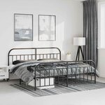 vidaXL Cadre de lit métal sans matelas avec pied de lit noir 183x213cm