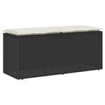 vidaXL Banc de jardin avec coussin noir 110x40x44 cm résine tressée
