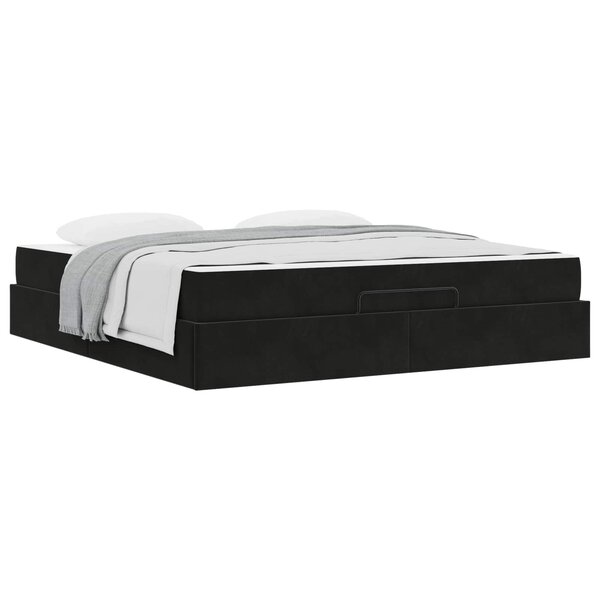 vidaXL Cadre de lit avec matelas avec matelas 2 Pièces Noir Velours
