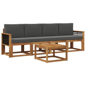 vidaXL Ensemble de canapés d'extérieur 4 Pièces Naturel et Anthracite