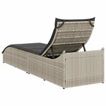 vidaXL Chaise longue pliante coussin et rangement gris clair polyrotin