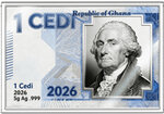 Monnaie WASHINGTON CROSSING THE DELAWARE Feuille Argent 1 Cedi Ghana 2026 (PRÉCOMMANDE)