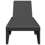 vidaXL Chaise longue anthracite 186x60x29 cm PP