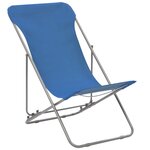 vidaXL Chaises de plage pliables 2 Pièces Acier et tissu oxford Bleu