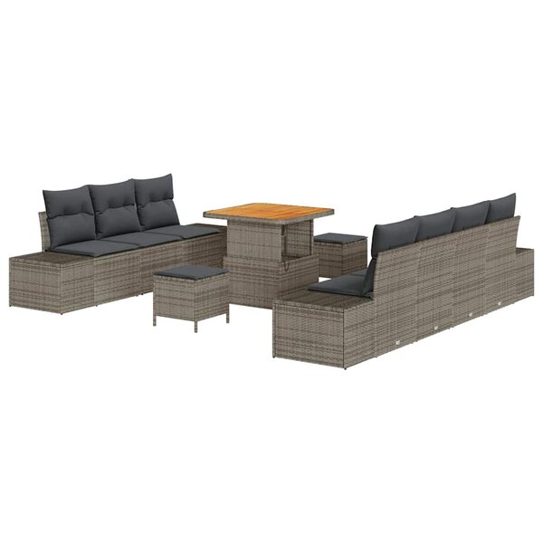 vidaXL Ensemble de canapé de jardin 10 Pièces Gris Poly rotin