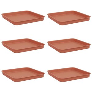 vidaXL Plateau carré à fleurs 6 pc Rouge brique 25 5 x 25 5 x 2 5 cm