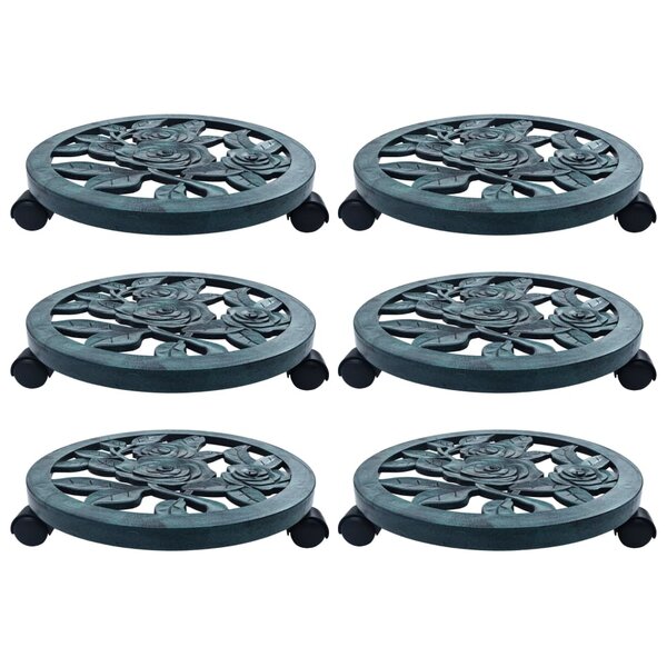 vidaXL Chariots pour plantes 6 Pièces Vert 38 cm Plastique