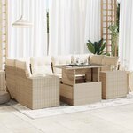 vidaXL Salon de jardin avec coussins 7 Pièces beige résine tressée