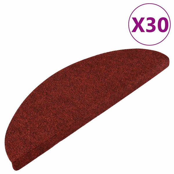 vidaXL Tapis d'escalier autocollants 30 Pièces rouge 56x17x3 cm