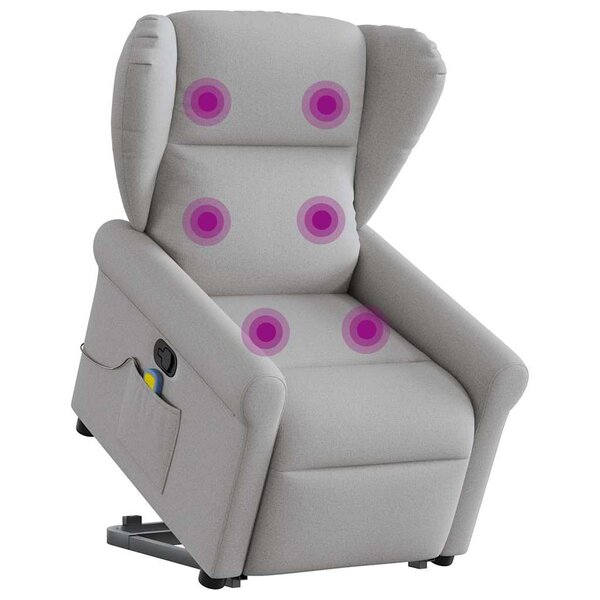 vidaXL Fauteuil de massage inclinable gris nuage tissu