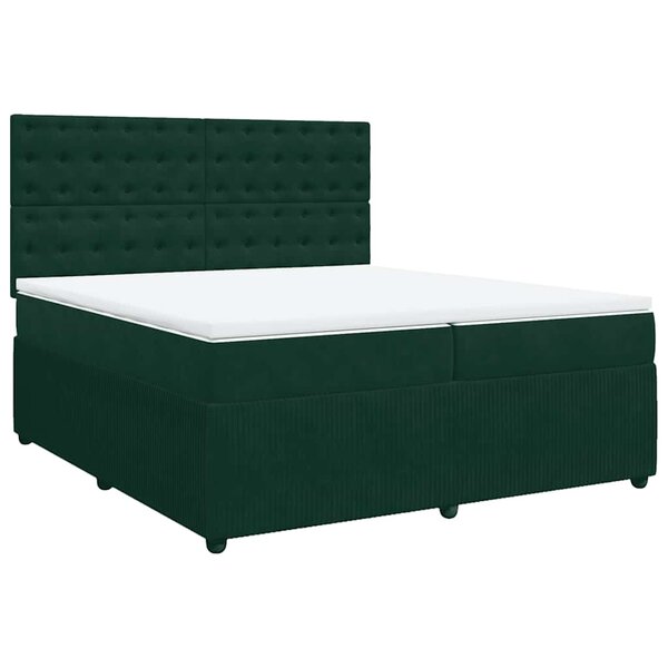 vidaXL Sommier à lattes de lit et matelas Vert foncé 200x200cm Velours