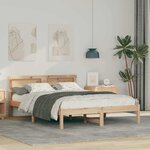 vidaXL Cadre de lit Marron 135 x 190 cm Bois massif en pin