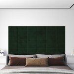 vidaXL Tête de lit murale 12 Pièces Vert foncé Velours