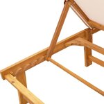 vidaXL Chaise longue crème bois d'acacia solide et textilène