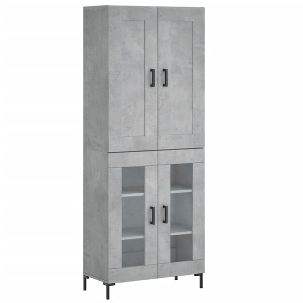 vidaXL Buffet haut Gris béton 69 5x34x180 cm Bois d'ingénierie