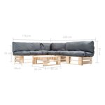 vidaXL Salon de jardin palette 4 Pièces avec coussins gris bois