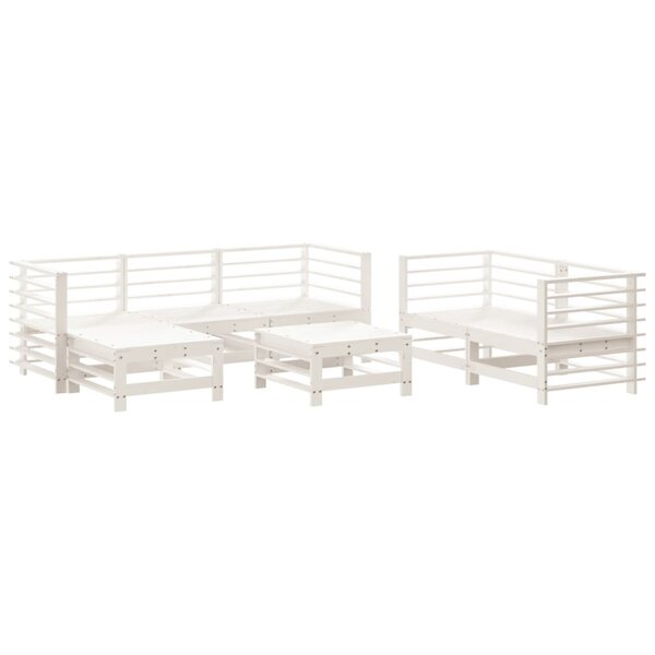 vidaXL Salon de jardin 7 Pièces Blanc Bois de pin massif