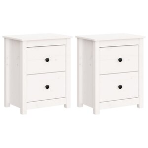 vidaXL Tables de chevet 2 Pièces Blanc 50x35x61 5 cm Bois de pin massif