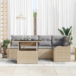 vidaXL Ensemble de canapé de jardin 6 Pièces Beige Poly Rattan