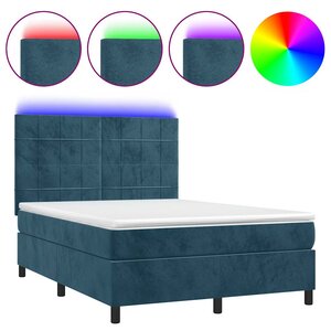 vidaXL Sommier à lattes de lit matelas et LED Bleu foncé 140x200 cm
