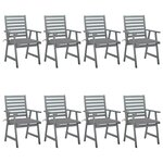 vidaXL Chaises à manger d'extérieur et coussins lot de 8 Acacia massif